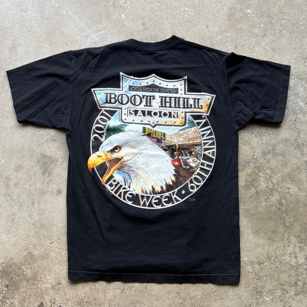 Boot Hill Saloon T Shirt Daytona Bike Week 2001‎ 60th Anniversary Eagle Mens
